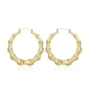 Authentic Golden Bamboo Heart Hoops