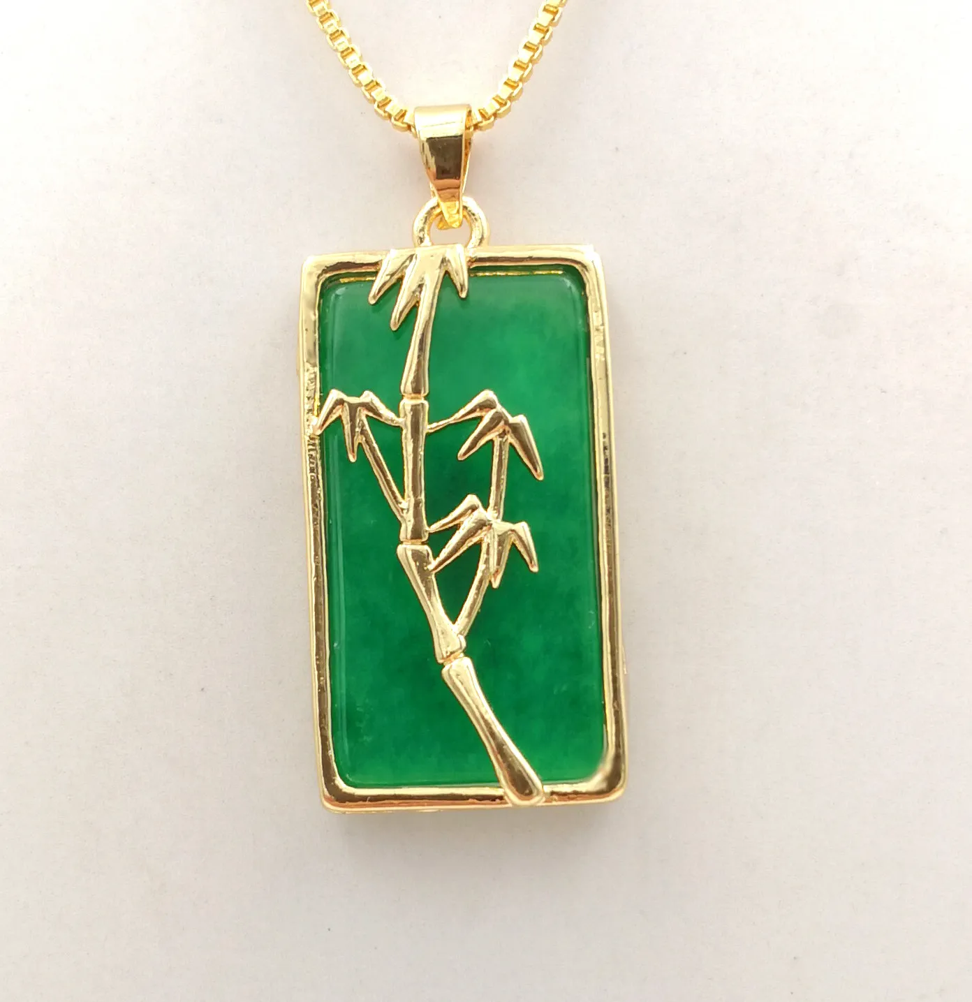 Authentic The Verdant Bamboo: 18K Gold-Plated Jade Fortune Talisman