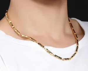 Authentic 46g weight 20 inch Fahsion Gold plated jewelry necklace bamboo chain Free Ship