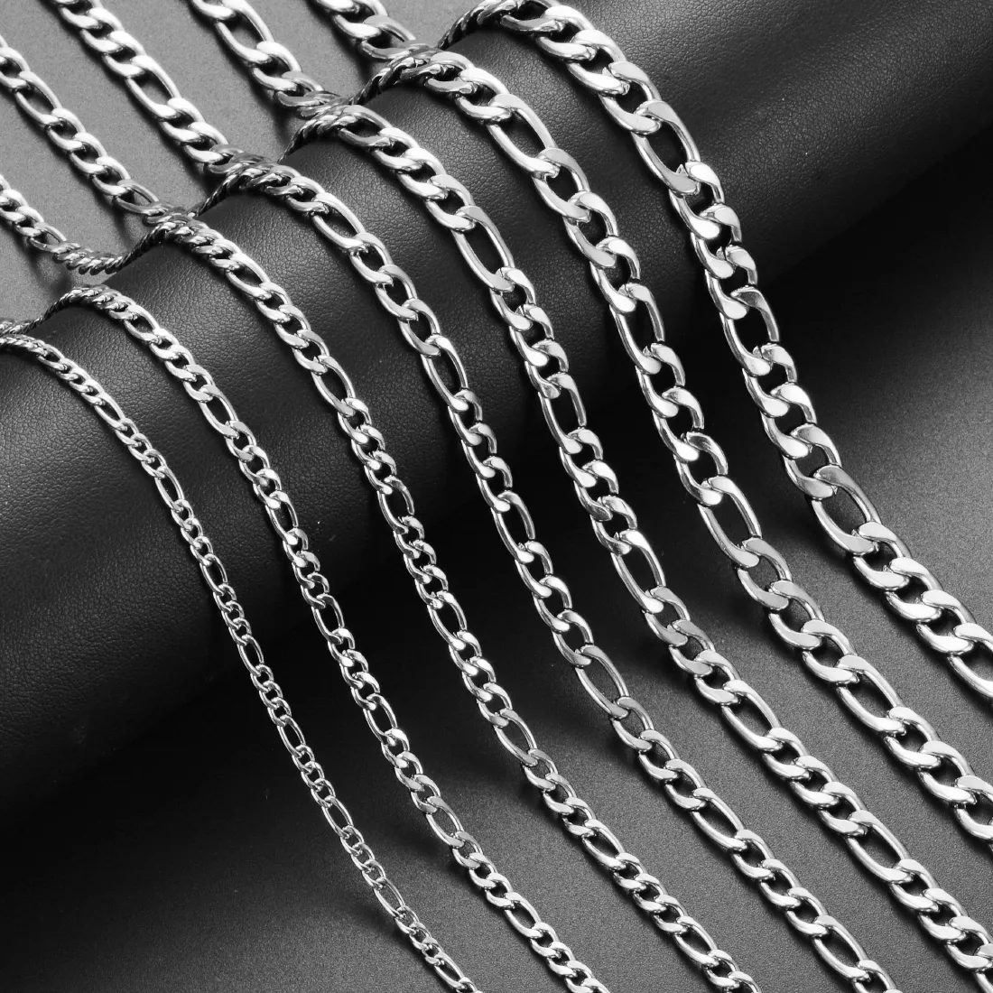 Authentic 18cm To 60cm Figaro Link Chain Jewelry Classic Curb Necklace 3-7.5mm Silver Color Chain for Men Women Dropship