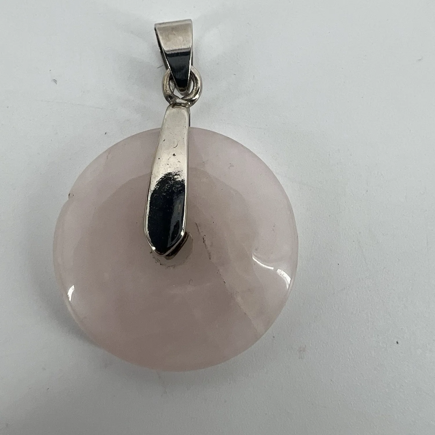 Authentic Rose Quartz Pendant - 18K Gold Plated Disc of Love and Healing