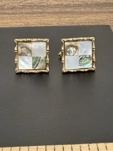 Authentic The Verdant Grove: Gilded Bamboo & Mother of Pearl Cuffs