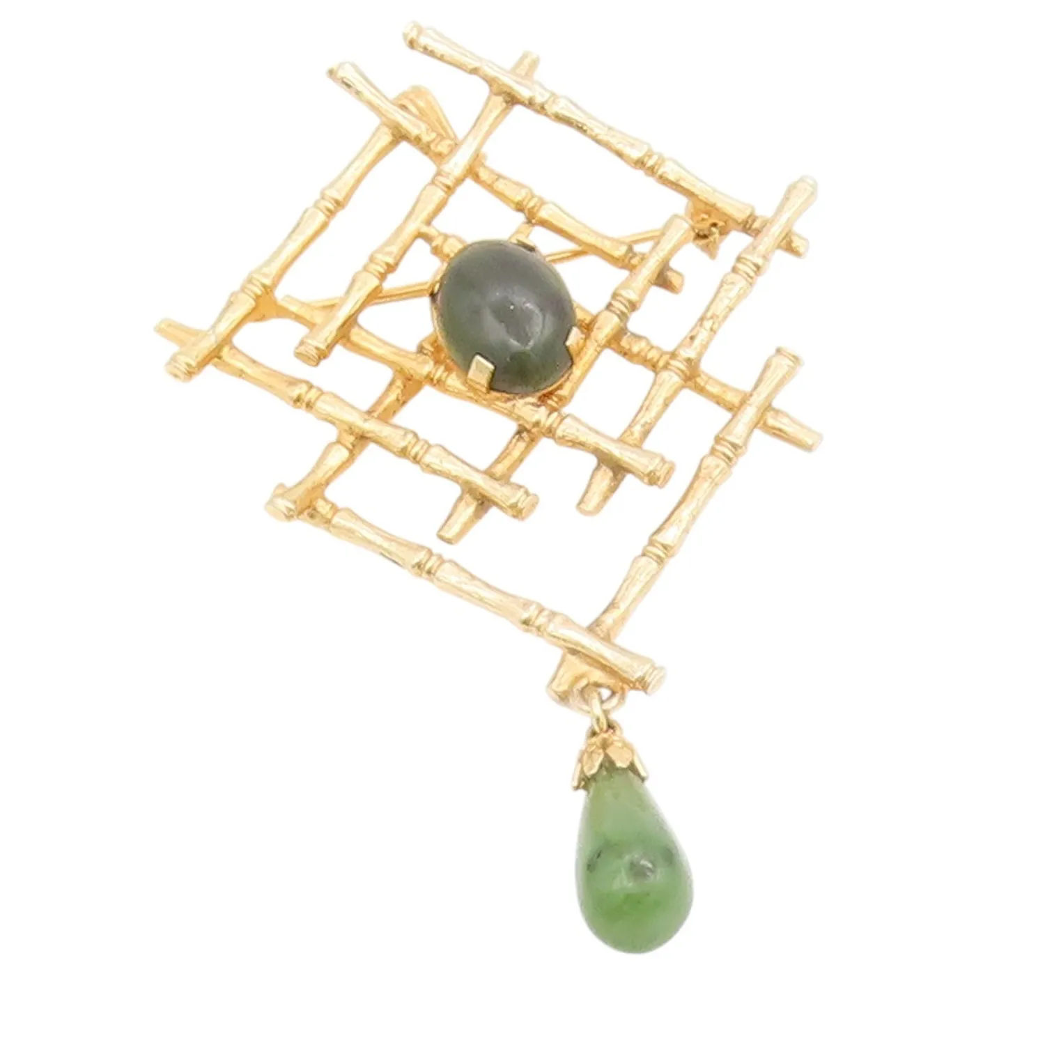 Authentic Whisper Of The Jade Bamboo A Gold- Plated Lattice Talisman Pin