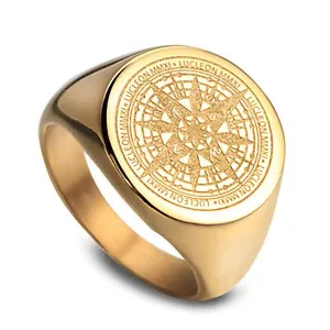 Authentic The Celestial Navigator: 18K Gold-Plated Star Compass Signet