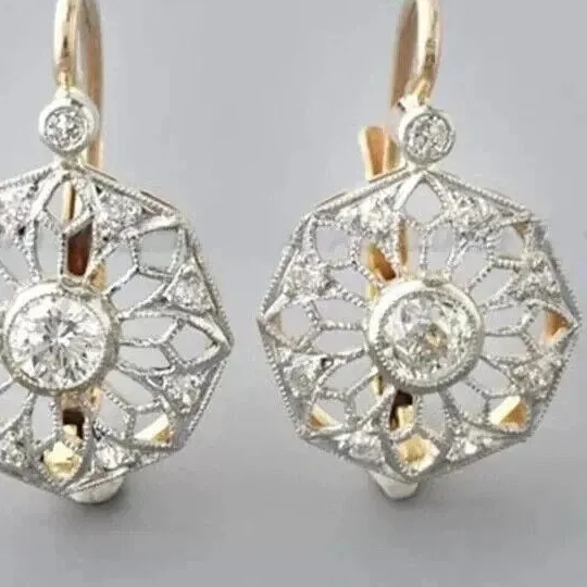 Authentic Ethereal Wings of Light Moissanite Dragonfly Dangle Earrings in 14K Yellow Gold Plated