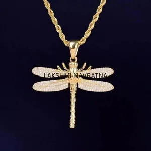Authentic Ethereal Dragonfly Transformation Pendant - Radiant Moissanite & Gilded Talisman