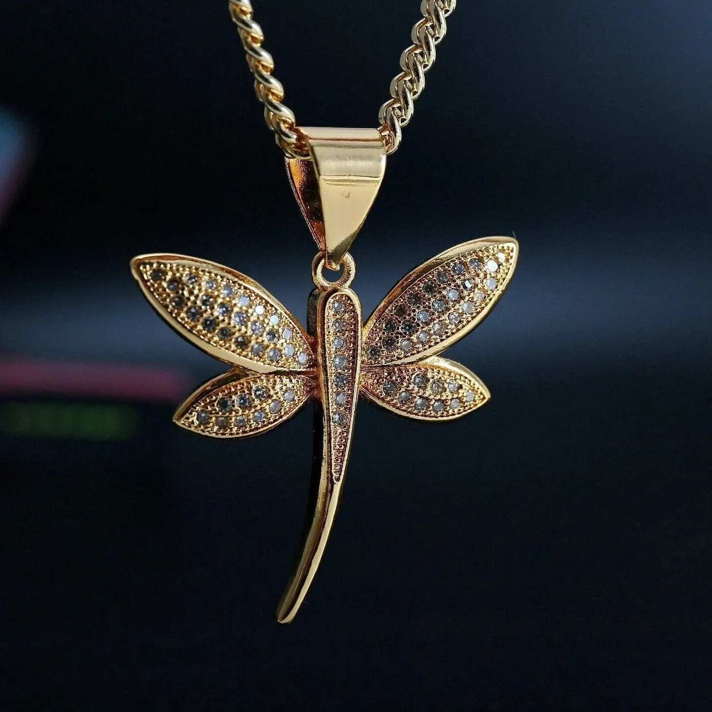 Authentic The Golden Dragonfly Moissanite Amulet of Light and Transformation