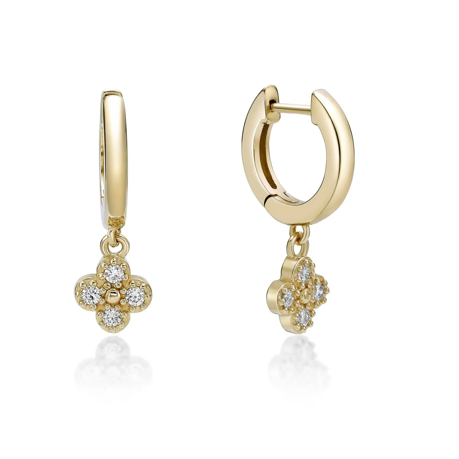 Authentic 18K Yellow Gold Plated 925 Sterling Silver Mini Star Earrings With Diamond