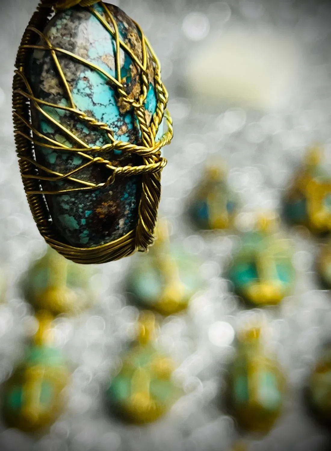 Authentic Natural Woman’s Pendant Turquoise Silver 925 - Rhodium & Yellow Gold Plated