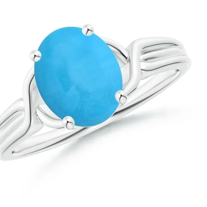 Authentic Celestial Sky Turquoise Talisman in White Gold Plated Sterling Silver