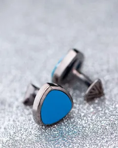Authentic Lab Grow Beautiful Turquoise 925 Sterling Silver, White Gold Plated Cufflinks,