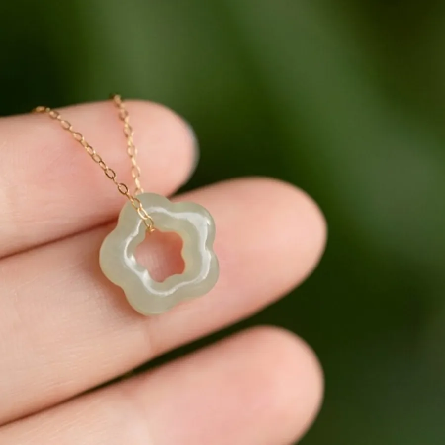Authentic The Verdant Bloom: A Gold-Plated Talisman of Jade and Light