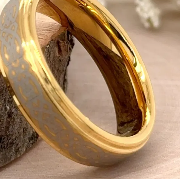 Authentic The Eternal Loom: 6mm Gold-Plated Tungsten and Silver Celtic Knot Band