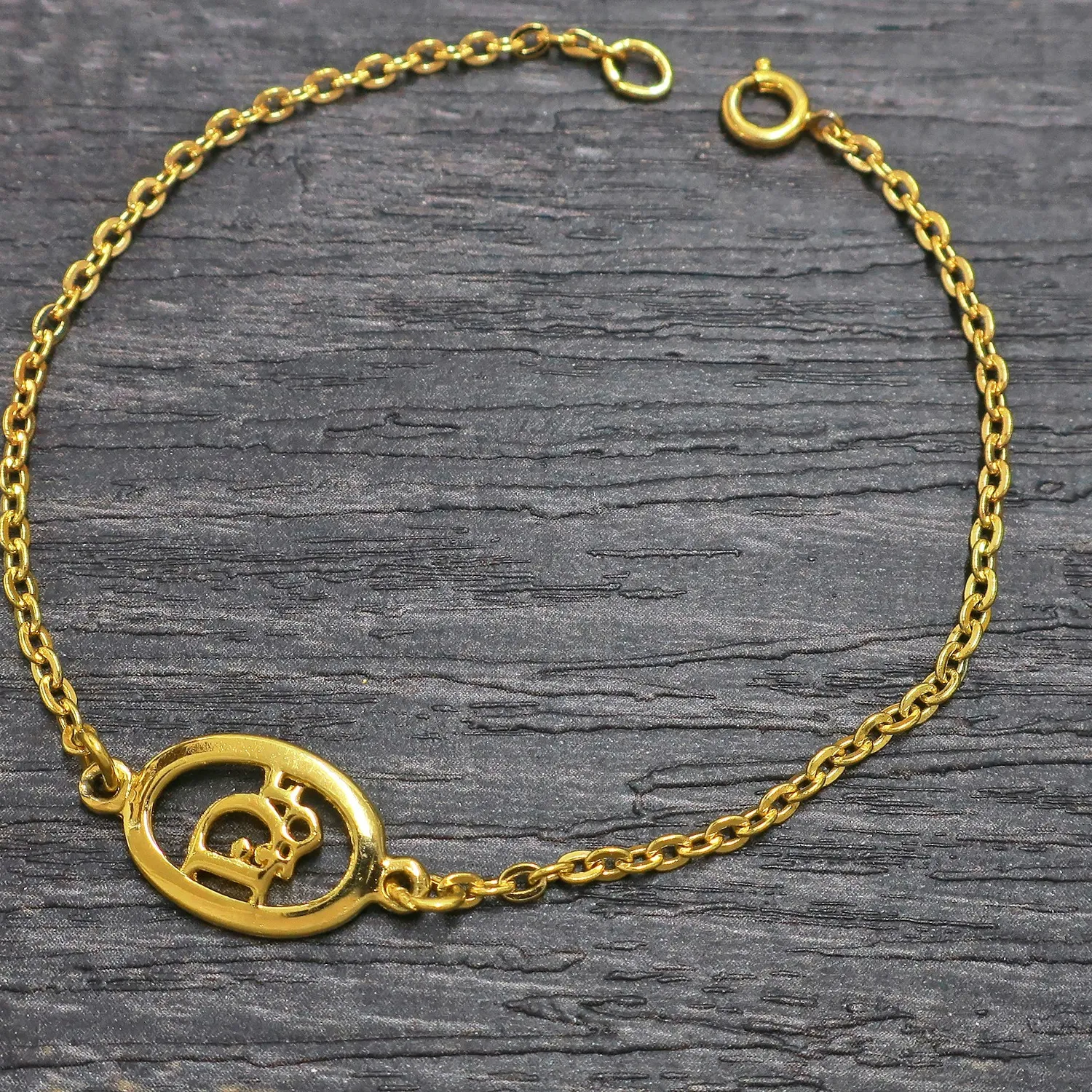 Authentic Christian Dior Gold Plated Logo Oval Charm Chain Bracelet #1200c Rise-on