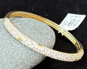 Authentic Michael Kors 14k Gold Plated Sterling Silver Pavé Logo Bangle NWT