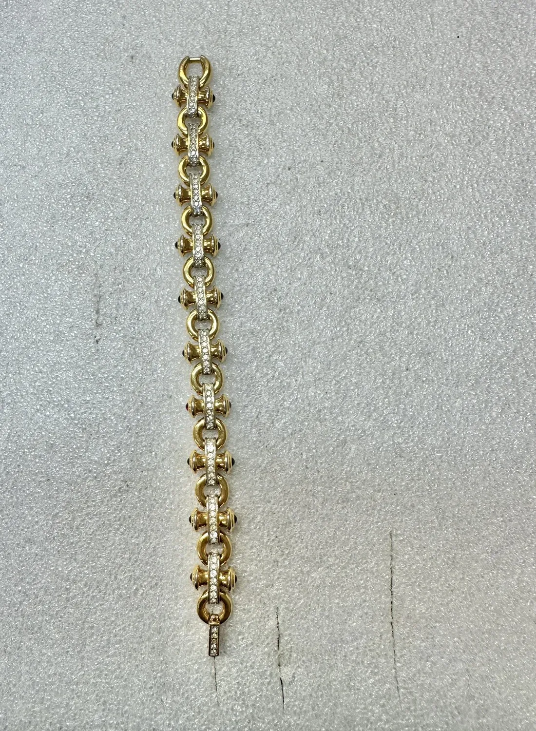 Authentic Authentic Vintage Swarovski 1990 Swan Logo Gold Plated Crystal Bracelet 7.5”