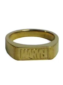 Authentic Marvel Logo Sterling Silver Gold Plated Men's Ring Size 9 Brand New In Box
