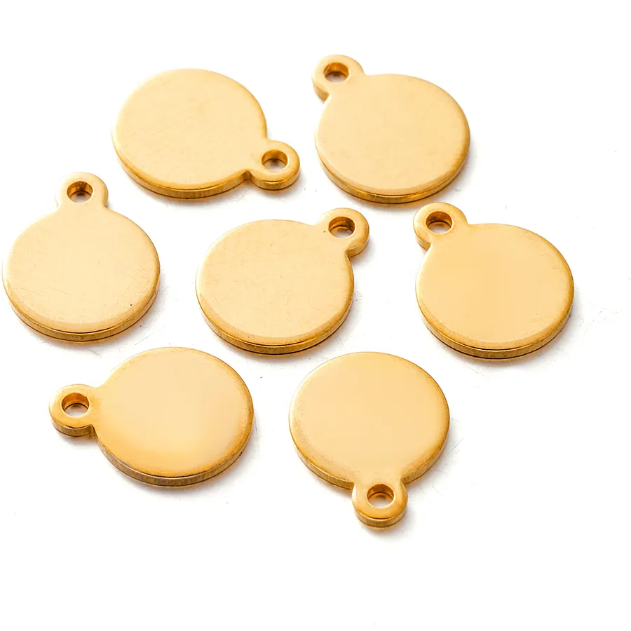 Authentic 10/20/50Pcs 6-30mm Stainless Steel Gold Color Round Disc Blank Pendants Logos Stamping Tags for DIY Jewelry Making Accessories