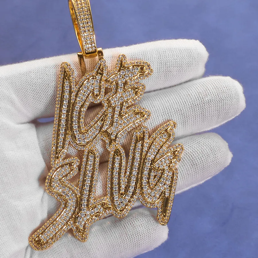 Authentic HHIOk Double Row Letter Pendant Personalized Hip Hop Necklace Custom Logo Charm Jewelry Gold Plated Pendant