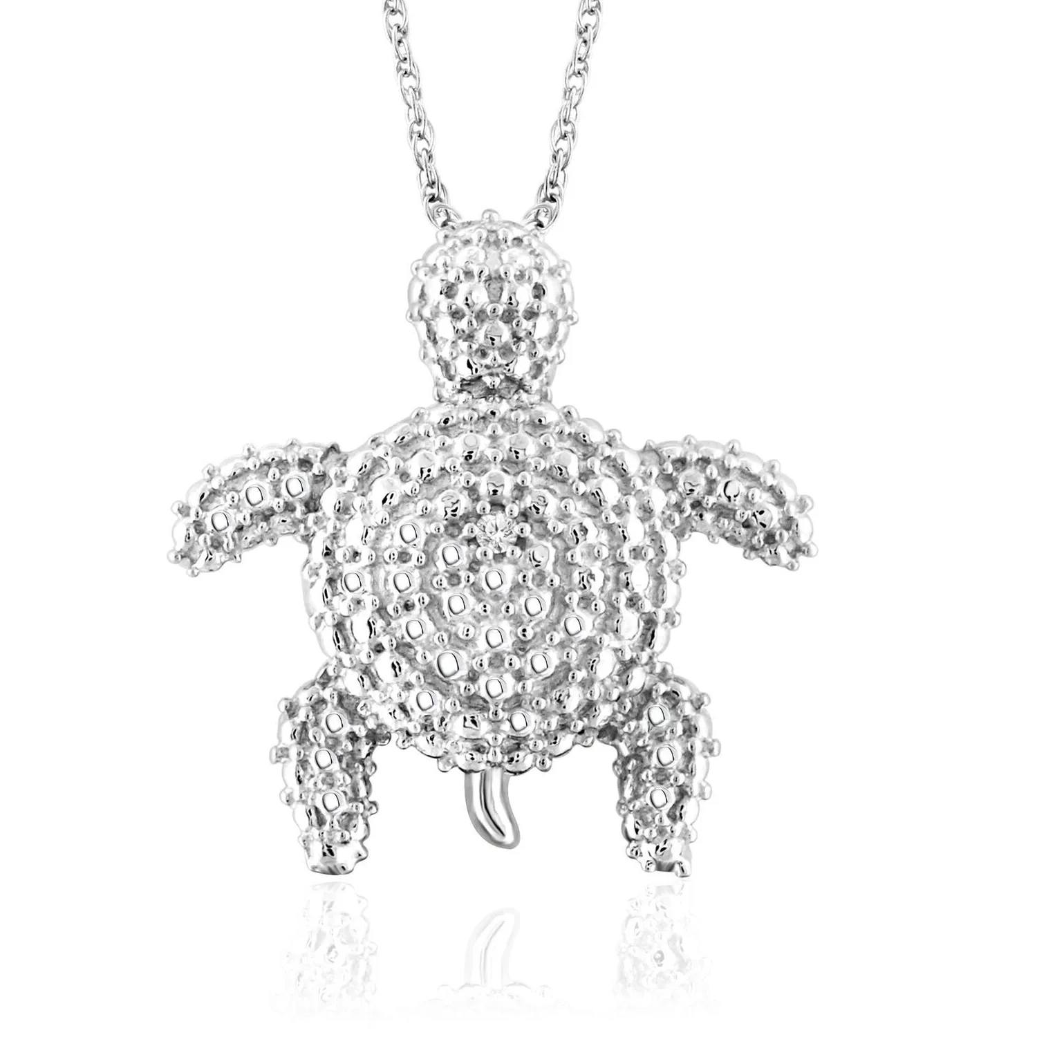Authentic Luminous Shell of White Radiance: A 2Ct Tortoise Pendant of Illuminated Protection