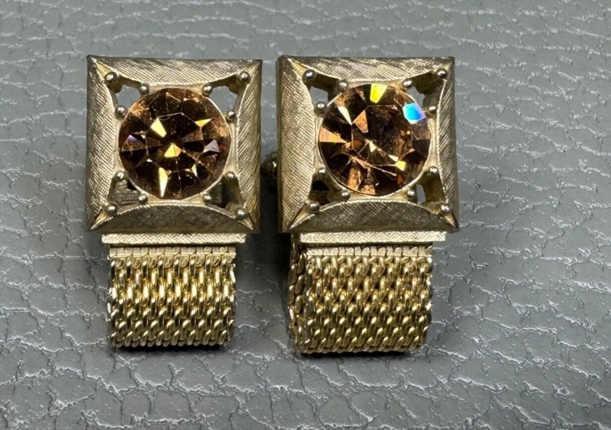 Authentic Gilded Sunfire Amber Wrap Cuff Links