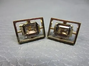 Authentic Solar Alchemist Vintage Faceted Amber & Gold-Plated Cufflinks