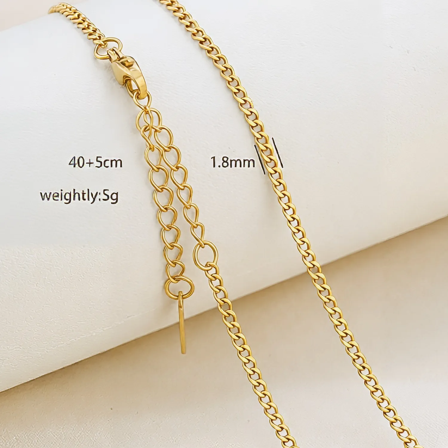 Authentic 18K Gold Plated Stainless Steel Chain Necklace Cuban Rope Snake Cable Unisex