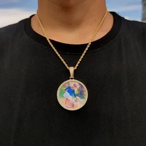 Authentic Custom Photo Medallion Necklace 18K Gold Plated Cuban Chain Personalized Pendant