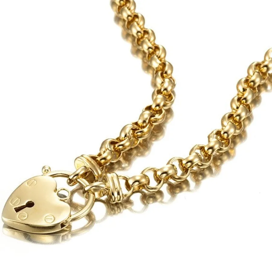 Authentic 18ct Heavy Yellow Gold Plated 6mm Belcher Chain Necklace Featuring a Plain Lo...