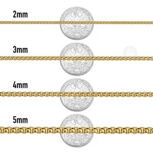Authentic 18"-24" 2/3/4/5MM Gold Plated Stainless Steel Smooth Box Chain Necklace
