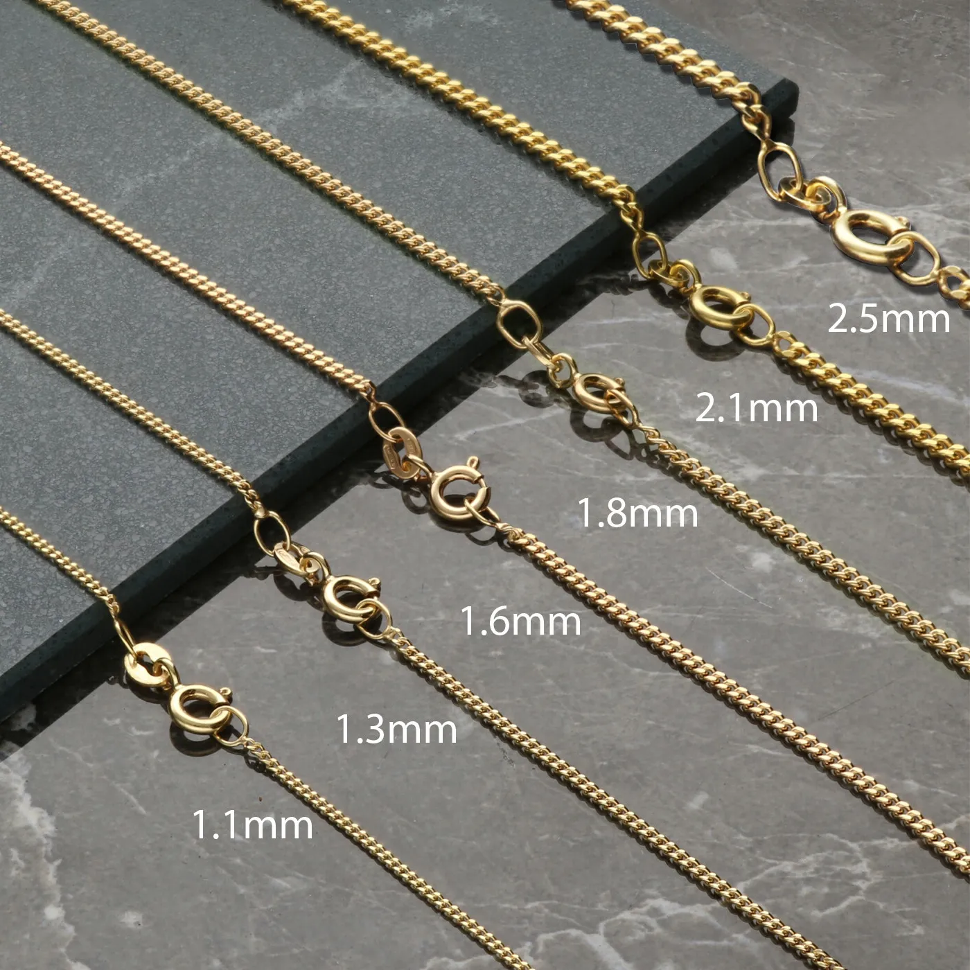 Authentic Celestial Curb Chain – 9ct Gold‑Plated Sterling Silver, 16–28″