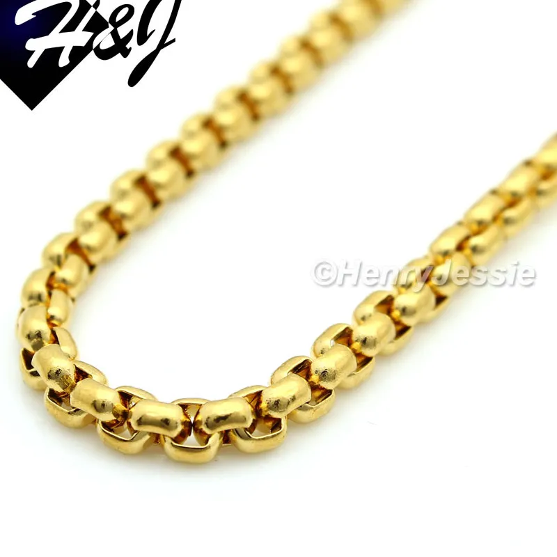 Authentic 18-40"MEN's 4mm Gold Plated Box Link Chain Necklace*GN120