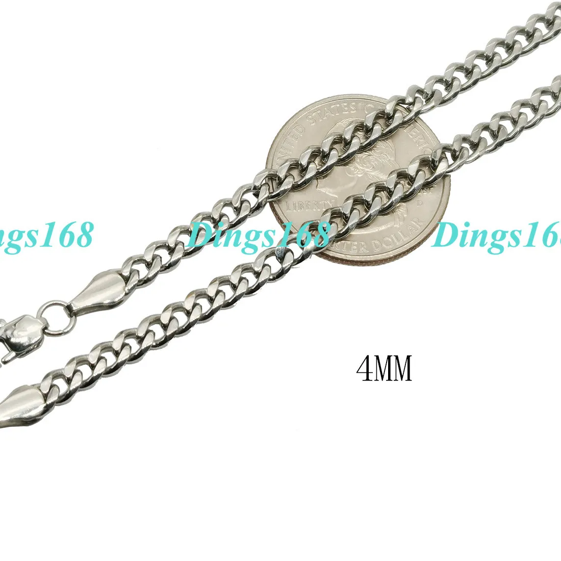Authentic 18K White Gold Plated GP HypoAllergenic 4mm Miami Cuban Link Chain Necklace T062