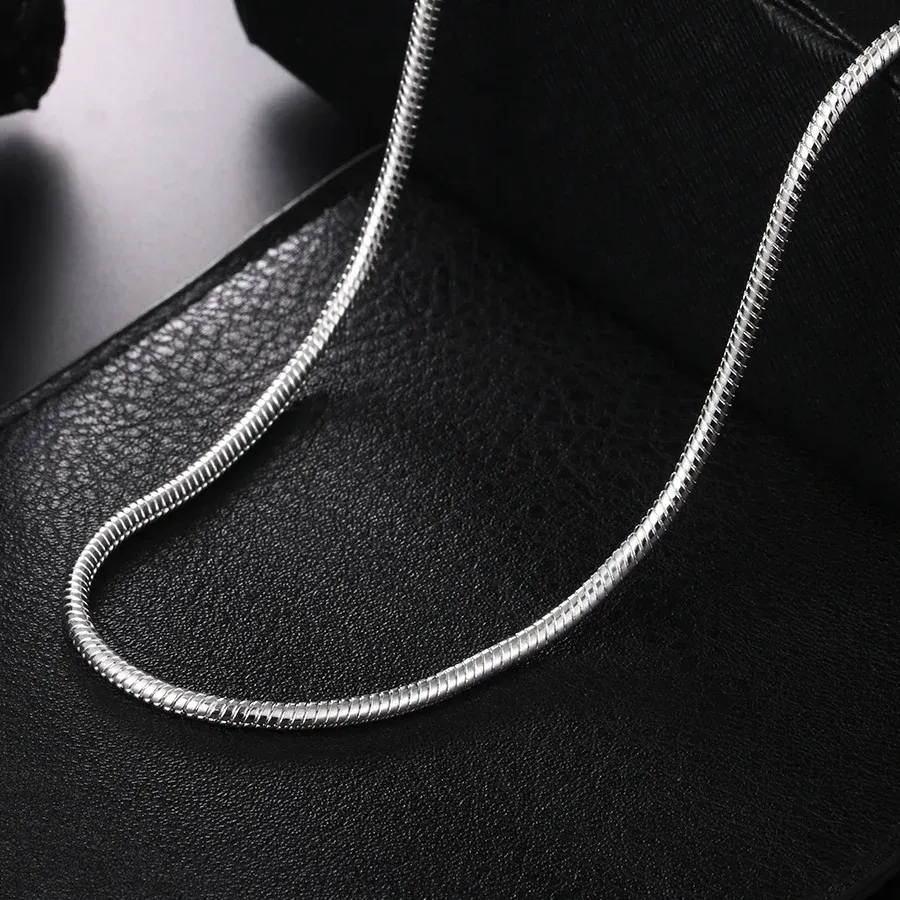 Authentic 925 Sterling Silver 16/18/20/22/24 Inch 3MM Snake Bone Chain Necklace For Women Men Wedding Fashion Jewelry Charm Gifts