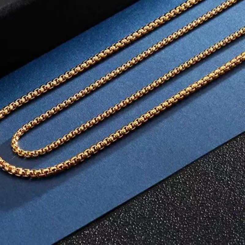 Authentic 20-60cm 18K Gold 925 Sterling silver 4mm Round Chain Necklace for Women Man Wedding Party Charm Jewelry 8/18/20/22/24in
