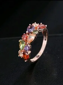 Authentic Gold-Plated Copper Ring With Different Colors And Shaped CZ Ring Size 6