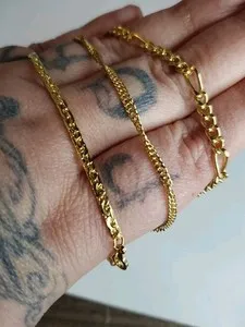 Authentic 14 K Gold Plated Bracelets 7" Lot Of 3 Great For Stacking 3 Different Designs