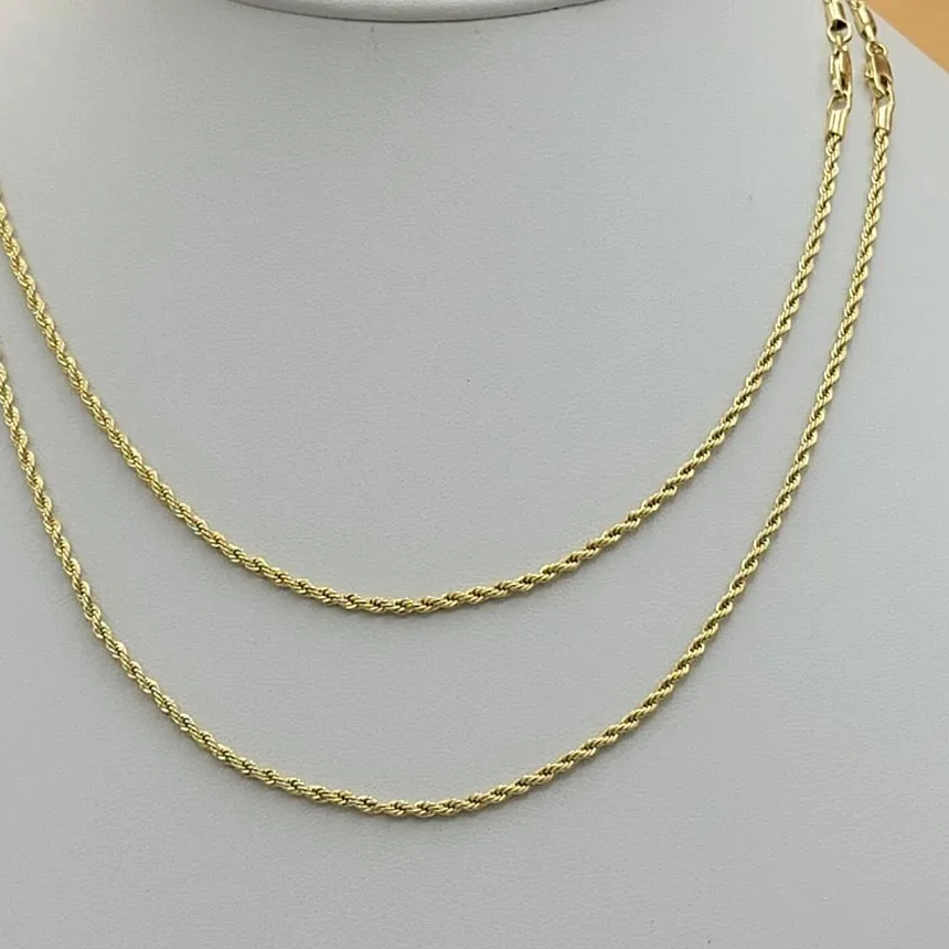 Authentic Jewelry Lot - 3 pieces. 14K Gold Plated Rope 2mm width - Different Sizes