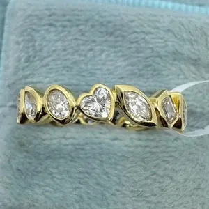 Authentic Real Moissanite 1.40Ct Different Shape Anniversary Band 14K Yellow Gold Plated