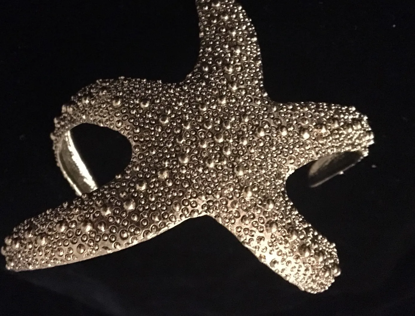 Authentic Gold Plated Starfish Textured Cuff Bracelet -Very Beautiful and Different
