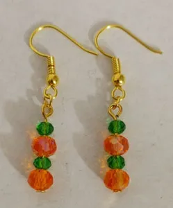 Authentic Different Double Pumpkin Bi-Cone Gold Plated Fishhook Earrings #H56