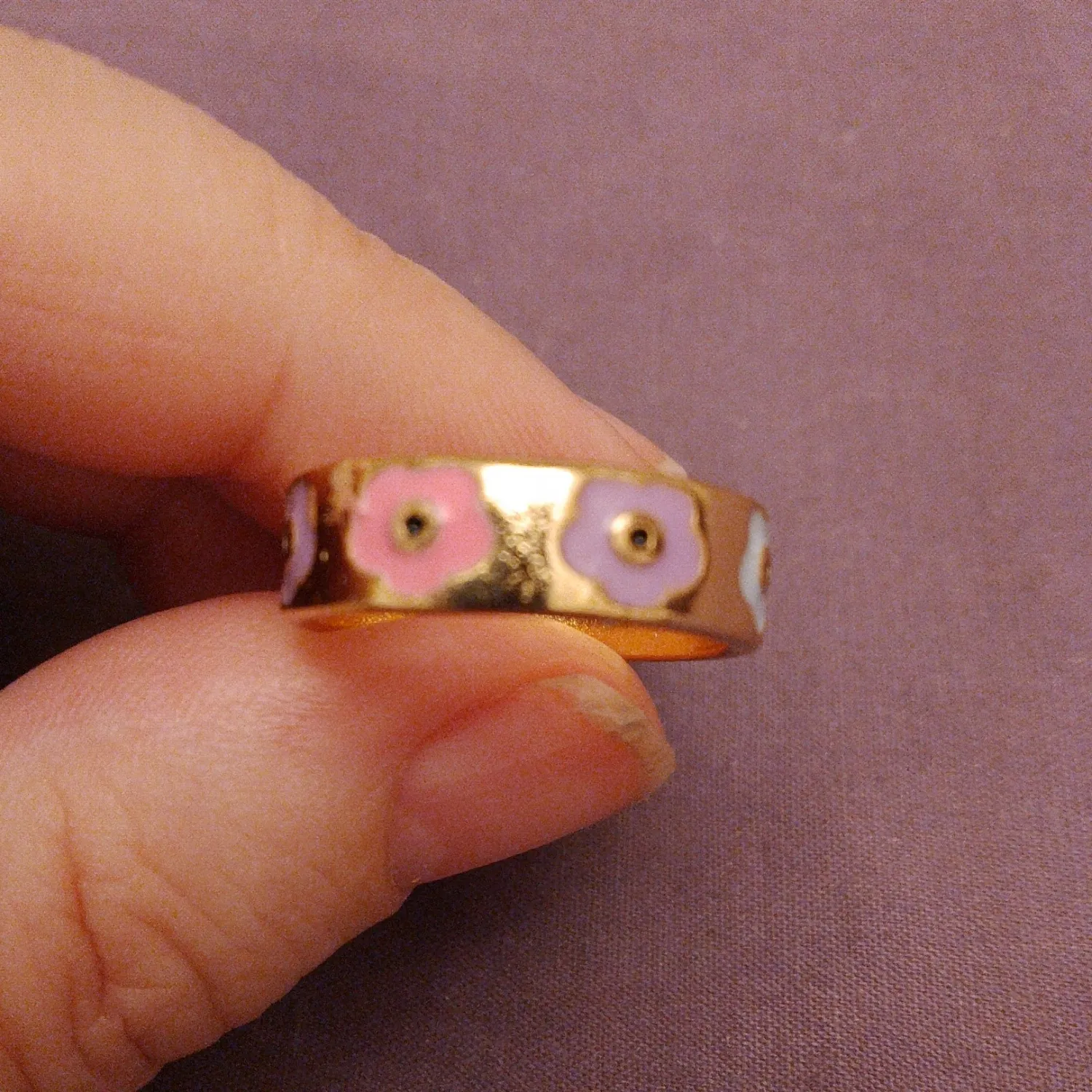 Authentic Enchanted Pastel Promise: A Golden Blossom Ring of Love