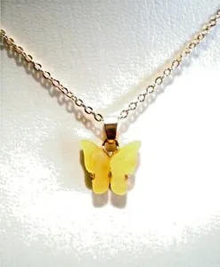Authentic Gold Plated Multi-Color Butterfly Necklace 16" Long 4 Different Colors & Pattern
