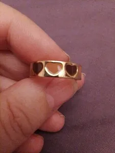 Authentic Gold Plated Promise Ring With Enamel hearts  In Different pinks Size UK O