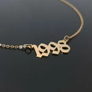 Authentic Birth Year Necklace 15 Different Font Style Birthday Gift Pendant Number Jewelry