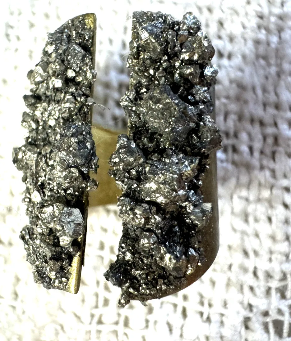 Authentic The Golden Hearth of Fools Gold: Adjustable 24k Gold Plated Pyrite Rough Chip Ring