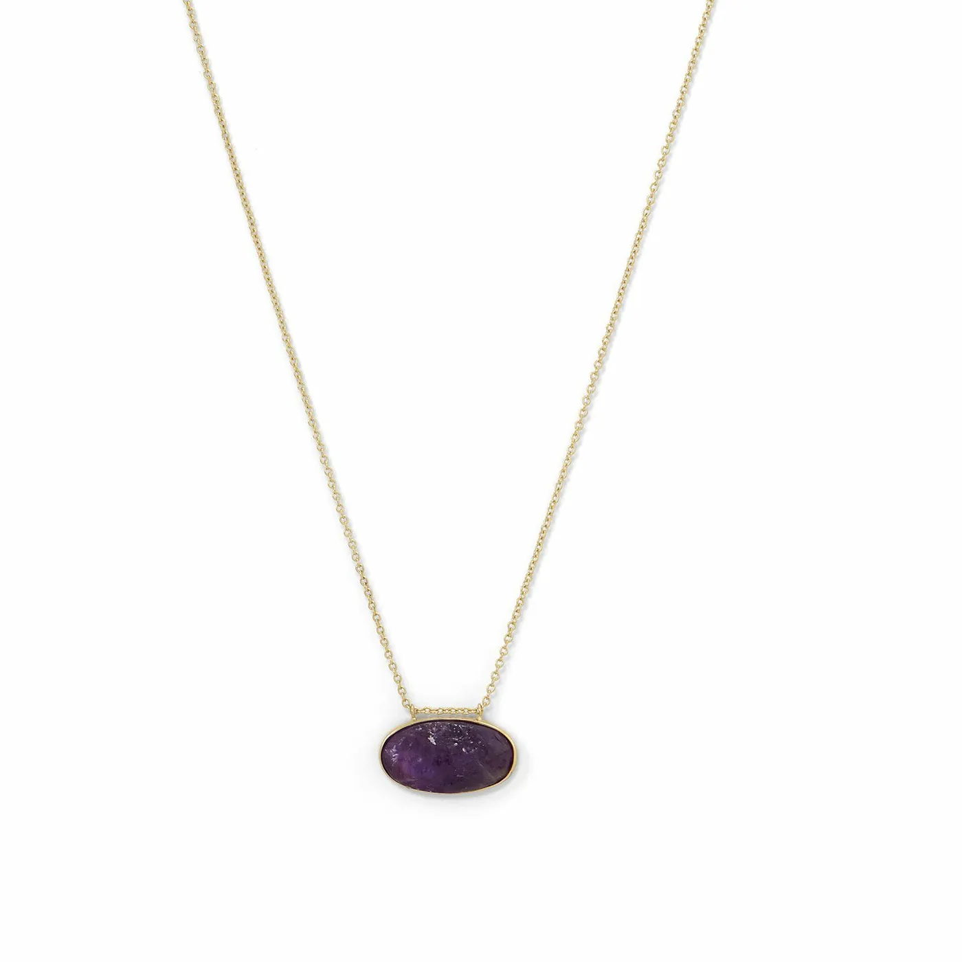 Authentic 16" + 2" Gold-Plated Rough Cut Amethyst Slide Necklace 925 Sterling Silver