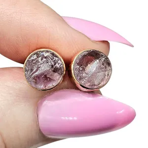 Authentic Rough Amethyst Studs, Rose Gold Plated Sterling Silver, February Birthstone, Raw