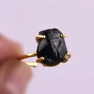 Authentic Guardian of the Dark Soul: 18K Gold Plated Black Obsidian Ring