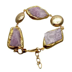Authentic Celestial Heart-Opener: Raw Pink Kunzite and Gilded Harmony Bracelet